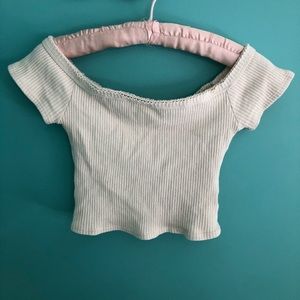 Urban Outfitters Off the Shoulder Cream Crop Top